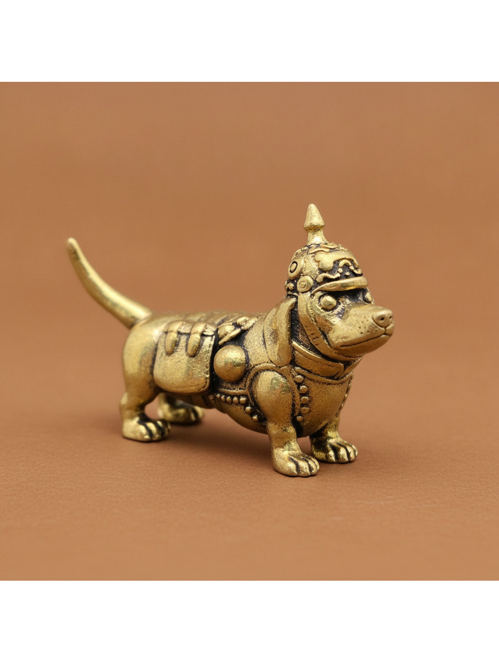 Dog Wearing Armor Brass Crafts Decoration Desktop Ornaments